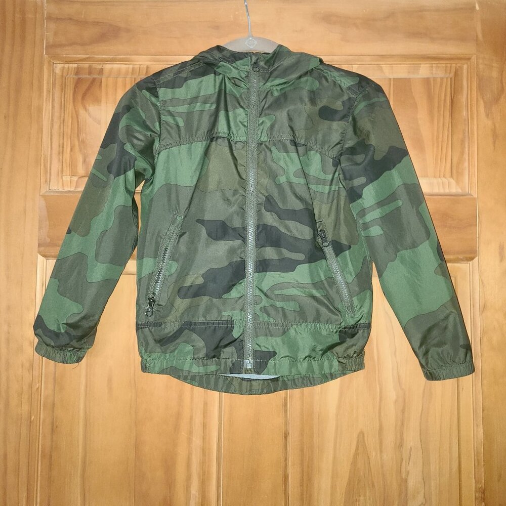 Boys GAP Kids Lined Camouflaged Hooded Zip-Up Jacket